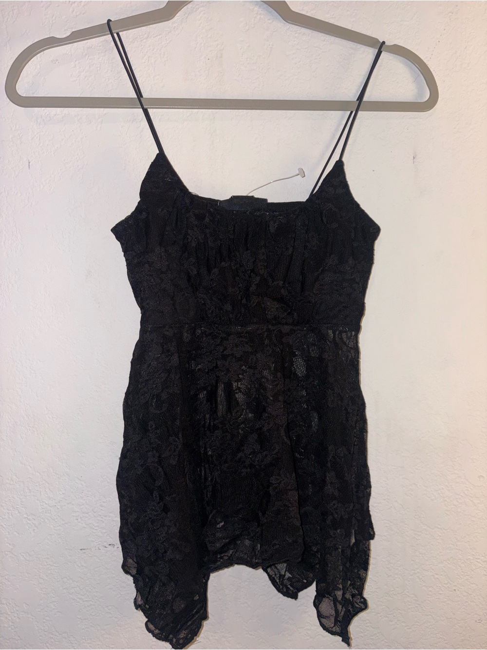 Black Lace Camisole Tank with Spaghetti Straps